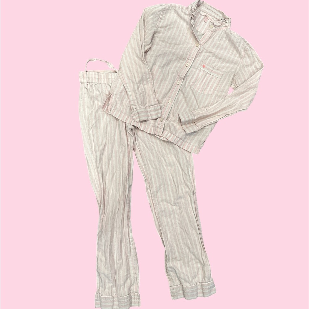 Cream and white striped Victoria Secret pyjama set